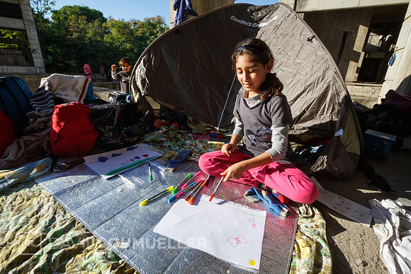 Homeless refugees in Greece