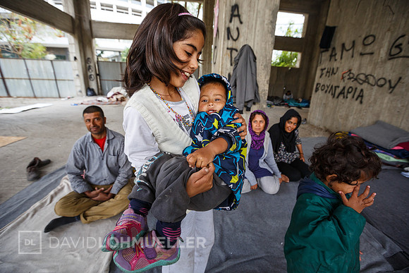 Homeless refugees in Greece