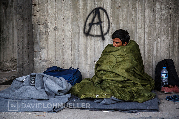 Homeless refugees in Greece