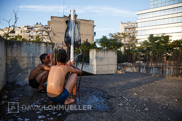 Homeless refugees in Greece