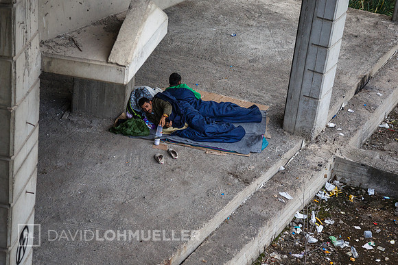 Homeless refugees in Greece