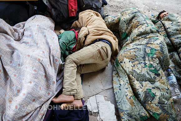 Homeless refugees in Greece