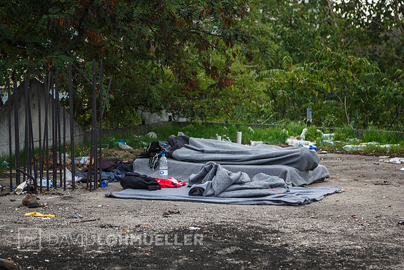 Homeless refugees in Greece