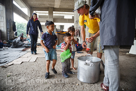 Homeless refugees in Greece