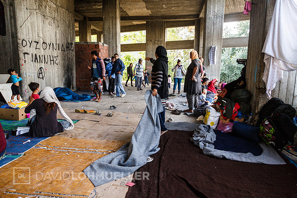 Homeless refugees in Greece