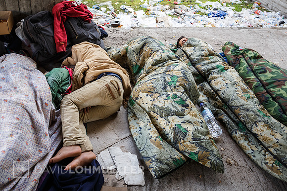 Homeless refugees in Greece