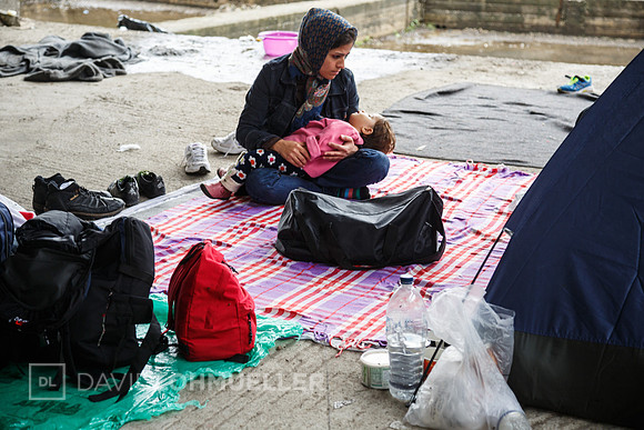 Homeless refugees in Greece