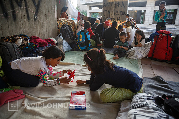 Homeless refugees in Greece