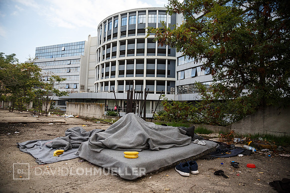 Homeless refugees in Greece