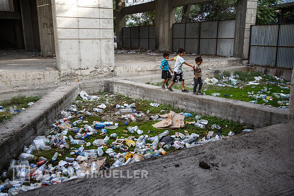 Homeless refugees in Greece
