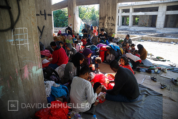 Homeless refugees in Greece