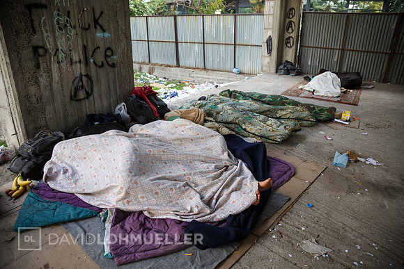 Homeless refugees in Greece