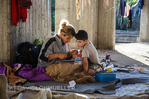 Homeless refugees in Greece
