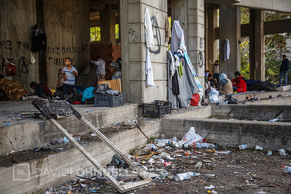 Homeless refugees in Greece