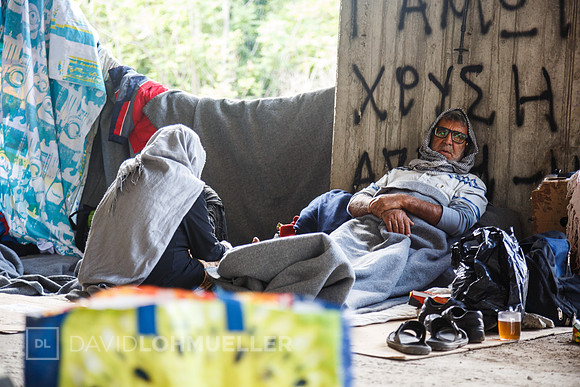 Homeless refugees in Greece