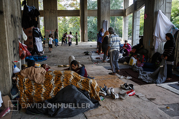 Homeless refugees in Greece
