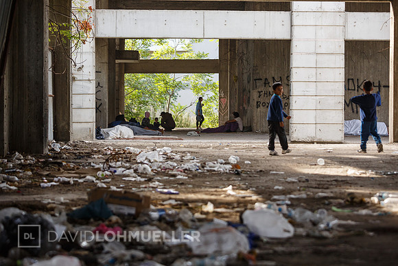 Homeless refugees in Greece