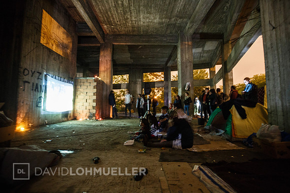 Homeless refugees in Greece