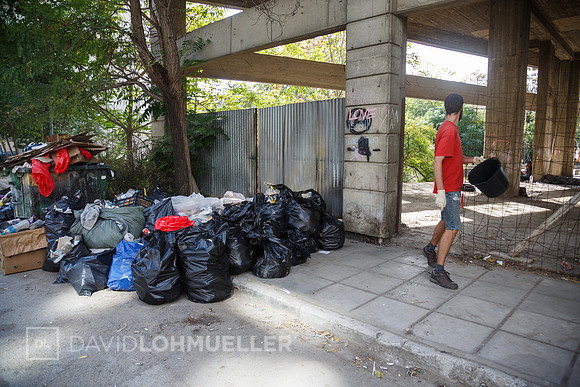 Homeless refugees in Greece