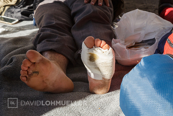 Homeless refugees in Greece