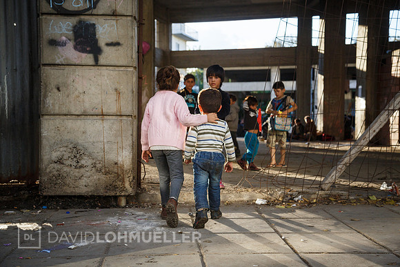 Homeless refugees in Greece