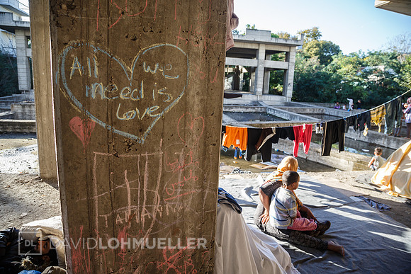 Homeless refugees in Greece