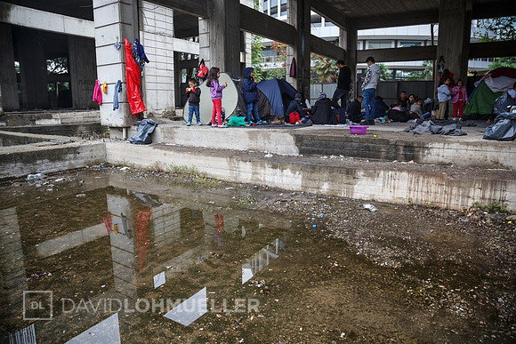 Homeless refugees in Greece