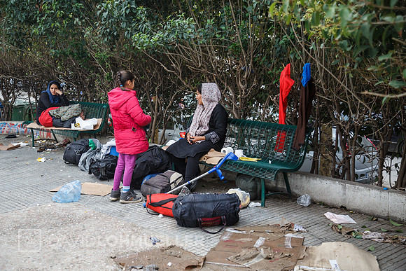 Homeless refugees in Greece