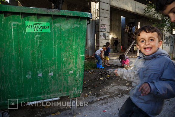 Homeless refugees in Greece
